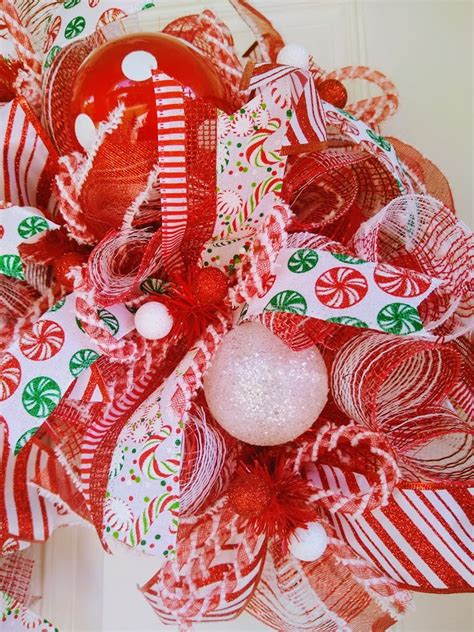 Christmas Candy Cane Wreath XL Candy Cane Wreath Christmas - Etsy