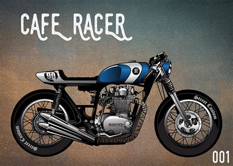 Cafe Racer Vintage Motorcycle 001 Digital Art by Carlos V - Fine Art America