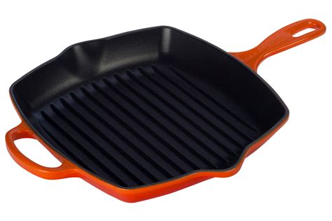 Le Creuset Flame Cookware - Le Creuset Signature Cast Iron 10 1/4 inch Square Skillet Grill - Flame