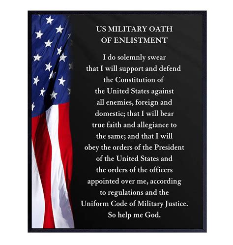 Amazon.com: Military Oath of Enlistment - Patriotic American Flag Wall Art Decor, Decoration ...