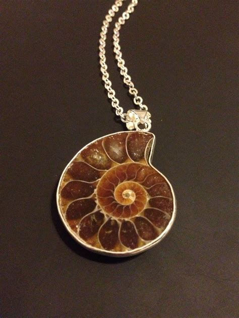 Ammonite fossil crystal pendant necklace by nightmarianne on Etsy