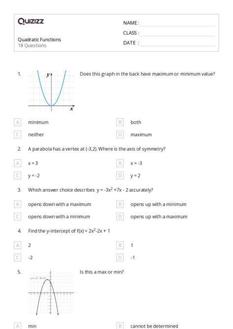 50+ Quadratic worksheets for 9th Grade on Quizizz | Free & Printable