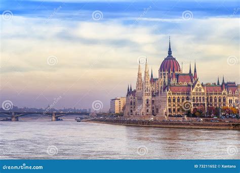 The Parliament Building on Danube River, Budapest, Hungary Stock Photo - Image of panorama ...