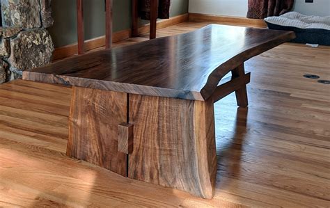 Hand Crafted Mid Modern Walnut Slab Coffee Table by Kolva Fine Woodworking | CustomMade.com