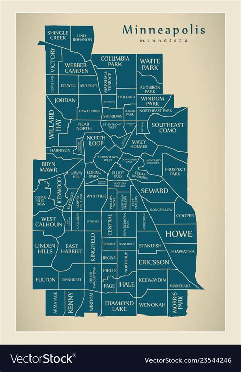 Modern city map - minneapolis minnesota Royalty Free Vector