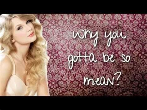 Taylor Swift -Mean [With Lyrics] | Mean taylor swift, Taylor swift, I tunes