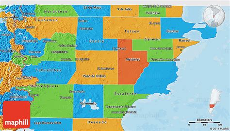 Political 3D Map of Chubut
