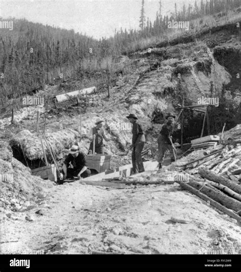 Klondike gold rush prospectors placer mining for gold at Discovery ...