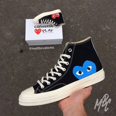 CONVERSE x CDG HIGH - BLUE HEART Heart Converse, Diy Converse, Custom ...