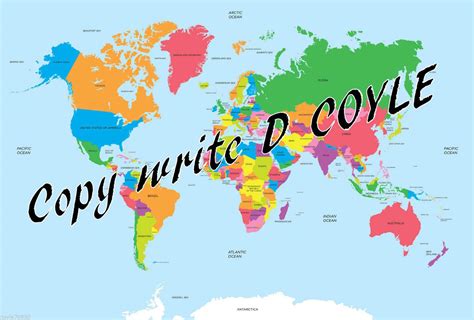 'WORLD MAP' A3 EDUCATIONAL POSTER PRINT ART FREE POSTAGE | #1776122559