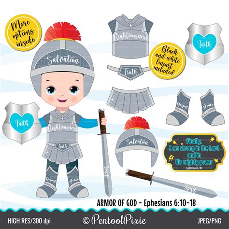 Armor of God Clipart Caucasian Boy Clipart Full Armor of - Etsy India