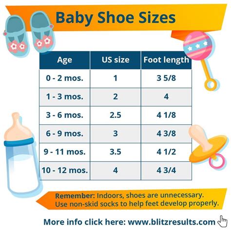 Printable Baby Shoe Size Chart - Calendar Printables