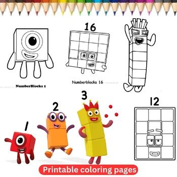 Numberblocks Activities Printable coloring Pages for kids PDF | TPT