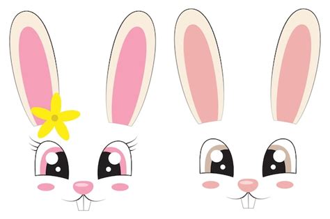 Premium Vector | Cute Easter bunny faces Easter day bunny clipart