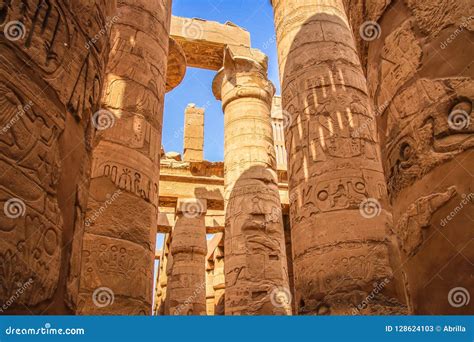 Ruins of the Beautiful Ancient Temple in Luxor. Ruins of the Central Temple of Amun-Ra Stock ...