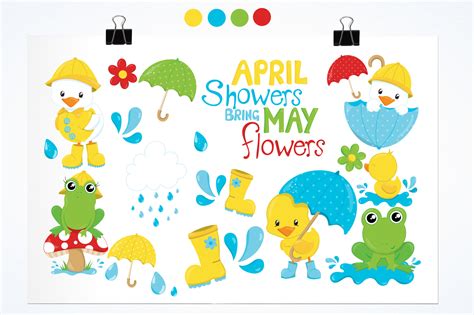 April Showers graphics and illustrations (14425) | Illustrations | Design Bundles