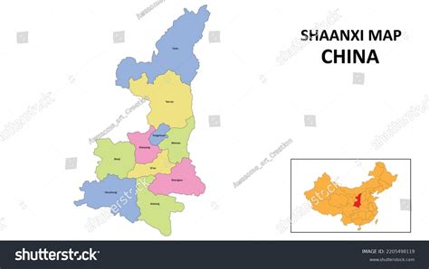 Shaanxi Map China State District Map Stock Vector (Royalty Free ...