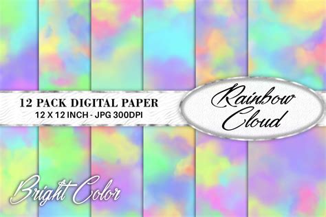 Watercolor Digital Paper Rainbow Cloud Graphic by Artnoy · Creative Fabrica