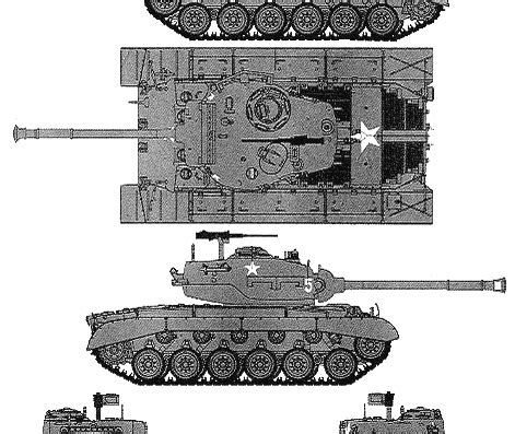 Tank M26A1 Pershing - drawings, dimensions, figures | Download drawings ...