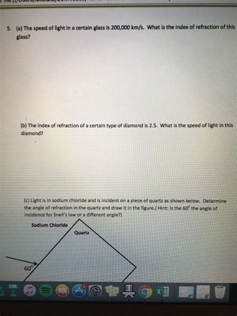 Solved 5. (a) The speed of light in a certain glass is | Chegg.com