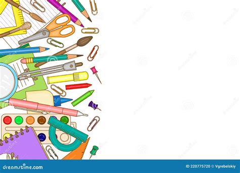 Stationery and School Supplies. Template Stock Vector - Illustration of ...