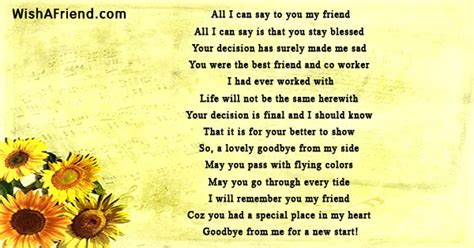 All I can say to you my friend , Goodbye Poem For Colleagues