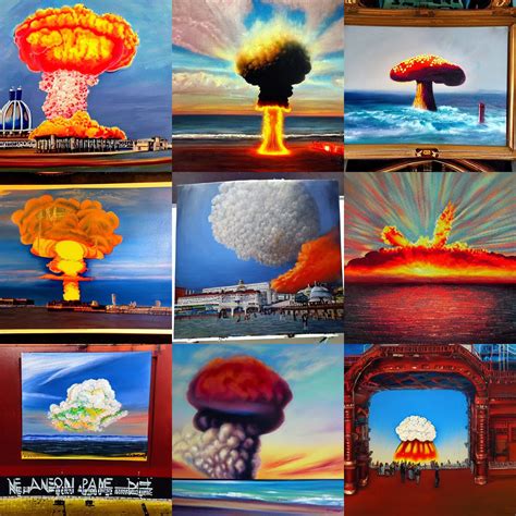 Painting of a nuclear bomb explosion on Brighton | Stable Diffusion | OpenArt