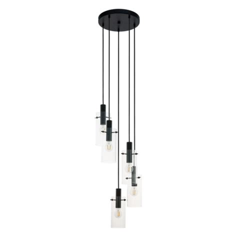 Montefino Clear Glass Pendant Light Black | Lighting Network