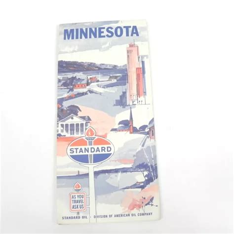 VINTAGE 1960S STANDARD Oil Company Map Of Minnesota Touring Guide Gas ...