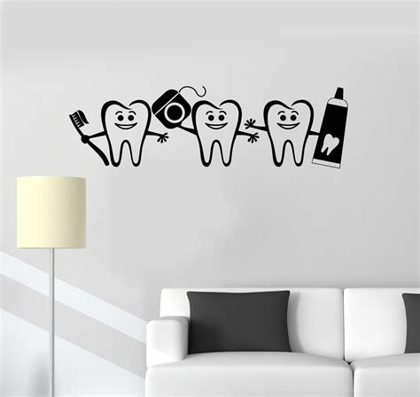 Vinyl Wall Decal Healthy Teeth Bathroom Dental Care Dentist Decor ...