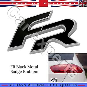 Seat FR Badge Emblem Decal 3D Car Metal Black Trunk Sticker Leon Cupra ...