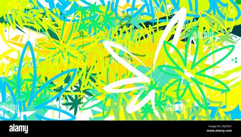 Colorful Abstract Urban Street Art Graffiti Style With Cannabis Leaves ...