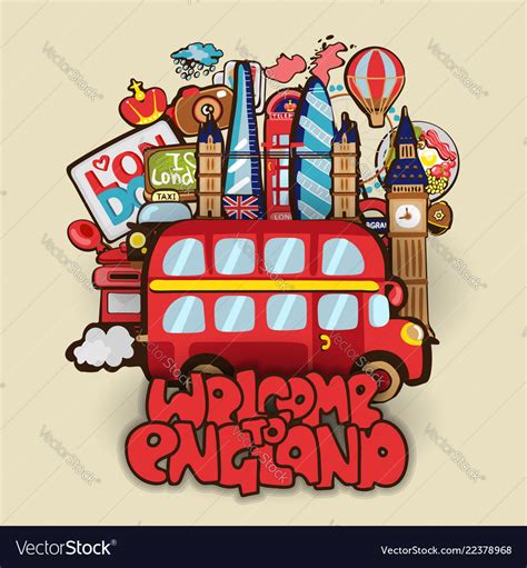 Welcome to england cartoon educational concept Vector Image