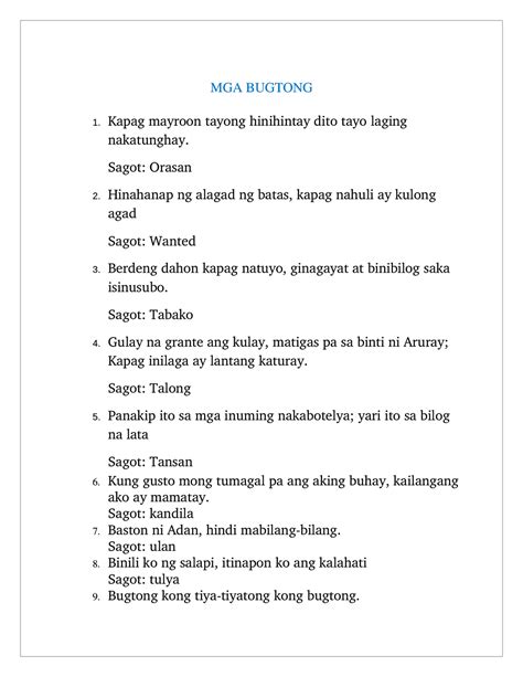 bugtong na may sagot - philippin news collections