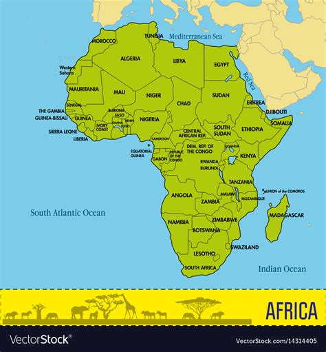 Map africa with all countries Royalty Free Vector Image