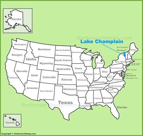 Lake Champlain location on the U.S. Map - Ontheworldmap.com