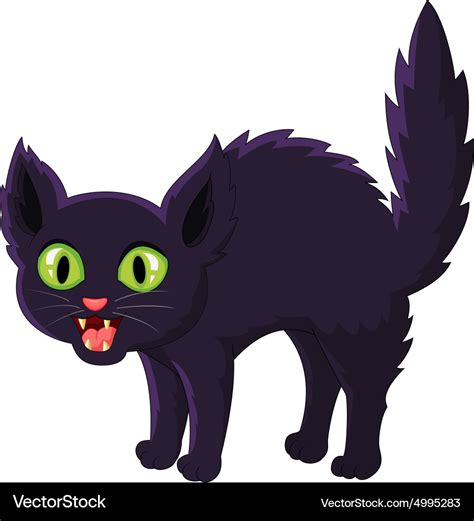 Frightened cartoon black cat Royalty Free Vector Image