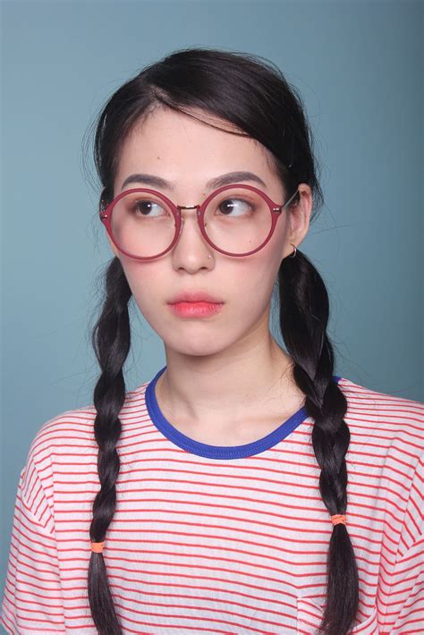 color circle glasses (BLACK/RED) 17,000원 ” Face Reference, Photo Reference, Pigtail Braids ...