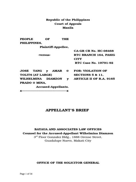 Appellant's Brief Diamzon | PDF | Burden Of Proof (Law) | Evidence