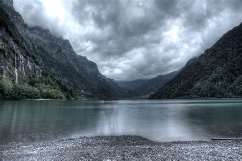 Lake between the mountain during cloudy day HD wallpaper | Wallpaper Flare