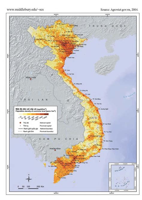 Population density map of Vietnam (1999) | Map, Vietnam, Commune