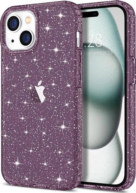 Amazon.com: Hython Case for iPhone 15 Case Glitter, Cute Clear Glitter Sparkly Shiny Bling ...