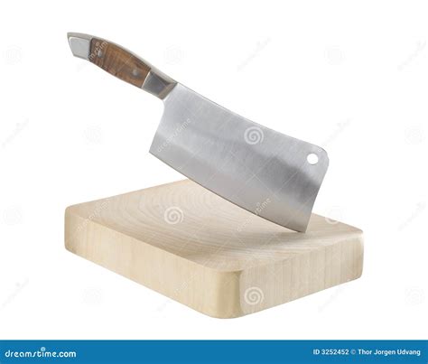 Meat-cleaver and Chopping Boar Stock Photo - Image of chopping, meat ...