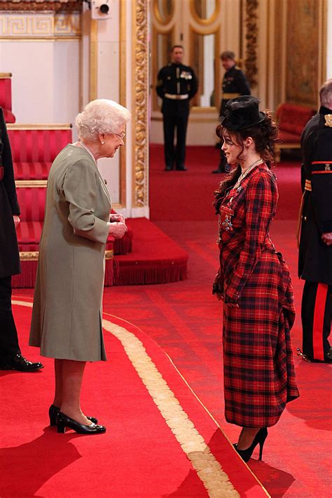 Helena Bonham Carter at CBE Medal Ceremony with Queen Elizabeth II ...