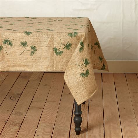 Evergreen Burlap Tablecloth | Burlap tablecloth, Holiday table linens ...