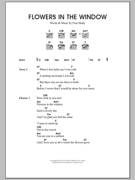 Flowers In The Window by Travis - Guitar Chords/Lyrics - Guitar Instructor