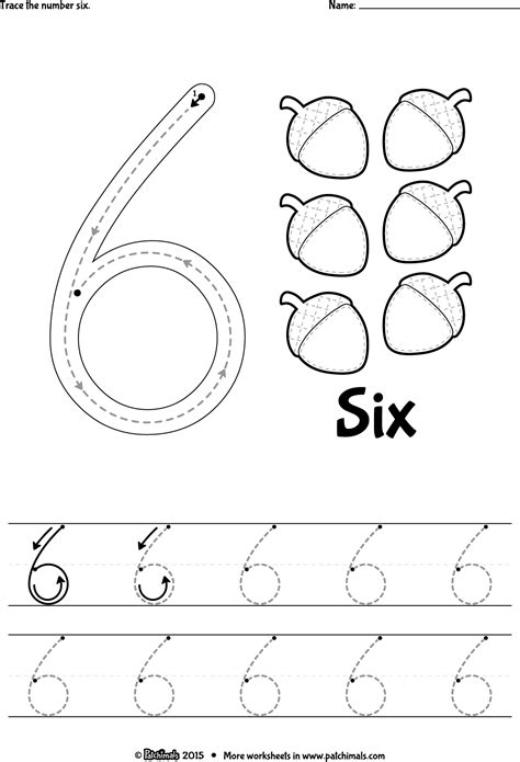 Number 6 Tracing Worksheets