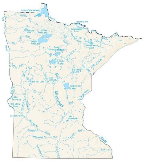 Minnesota Lakes and Rivers Map - GIS Geography