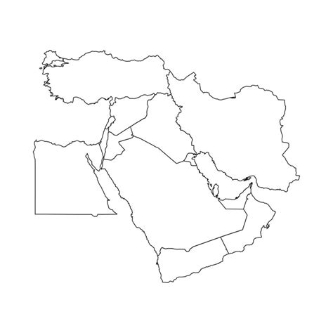 Vector Illustration of the Map of Middle East on White Background ...