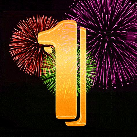 Number 1 GIF. Golden number 1 and animated fireworks. | Funimada.com